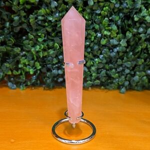 Rose Quartz Wand with Metal Stand